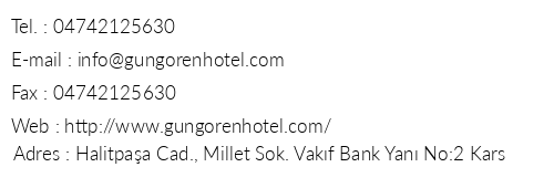 Gngren Hotel telefon numaralar, faks, e-mail, posta adresi ve iletiim bilgileri